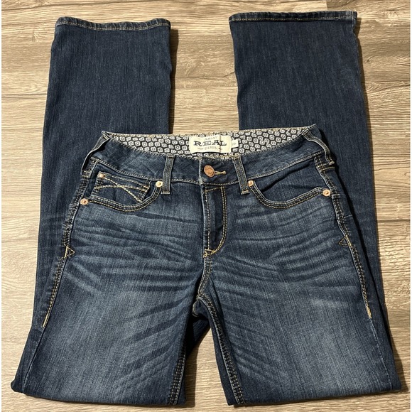 Ariat R.E.A.L. Perfect Rise Rosa Boot Cut Dark Wash Jeans SZ 28R (29x32) - Picture 2 of 11
